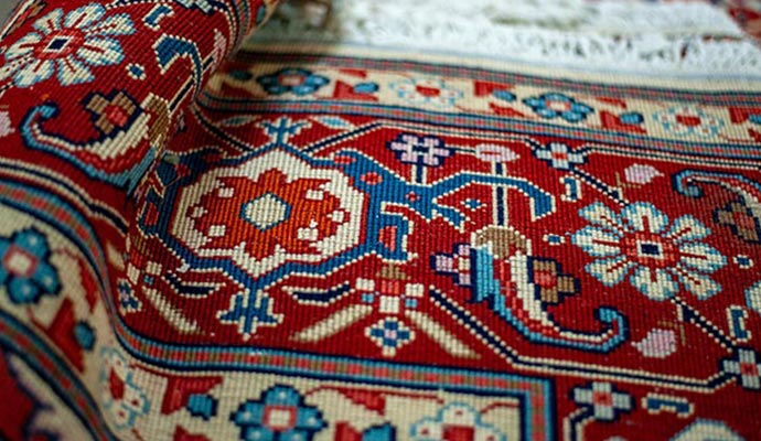 beautiful oriental patterns and ornaments on a hooked rug