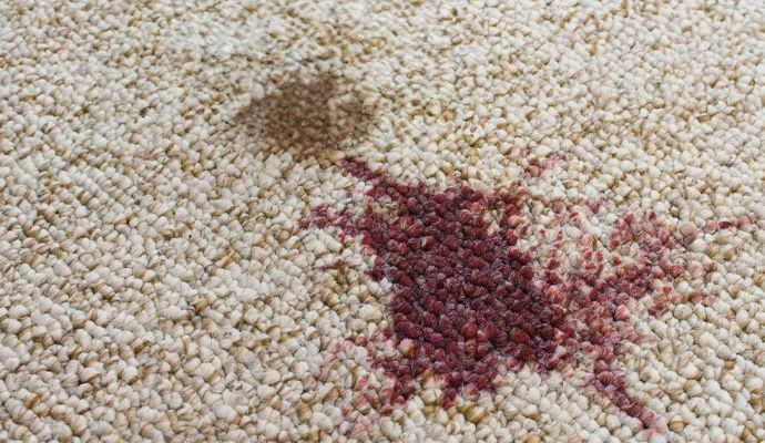 Close-up view of a beet stained rug