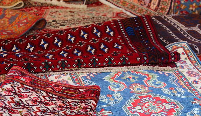 Clean and colorful machine-made rugs