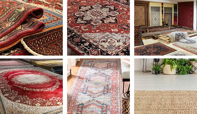 Collage of different types of rugs