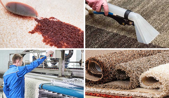 Collage of rug cleaning services