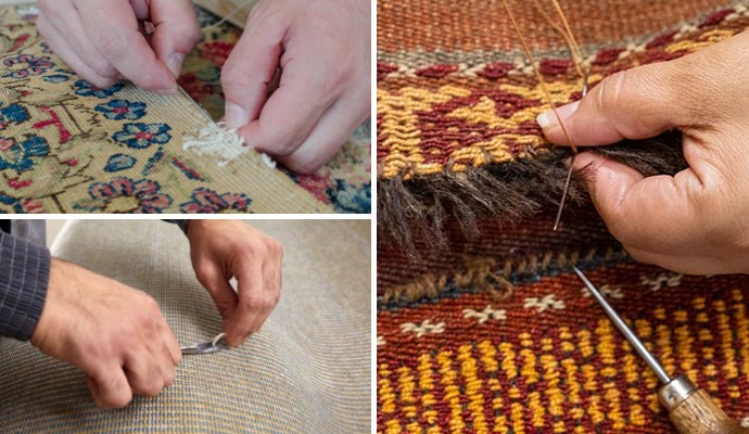 Collage of rug repair services