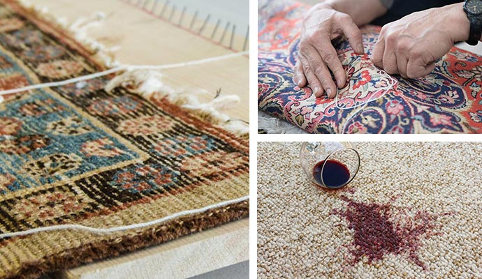 Fixing fringes, backing, and spills for a rug that looks good as new.