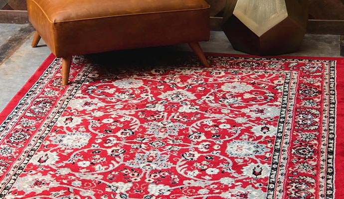 Indian rug on living room floor