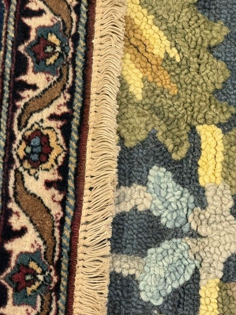 9'x12' living room rug post fringe implants