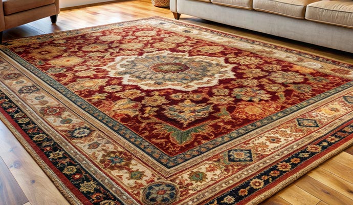 Oriental area rug on the floor