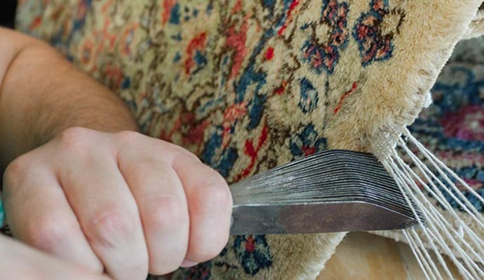 Rug fringe repair service by Jafri Oriental Rug Cleaning