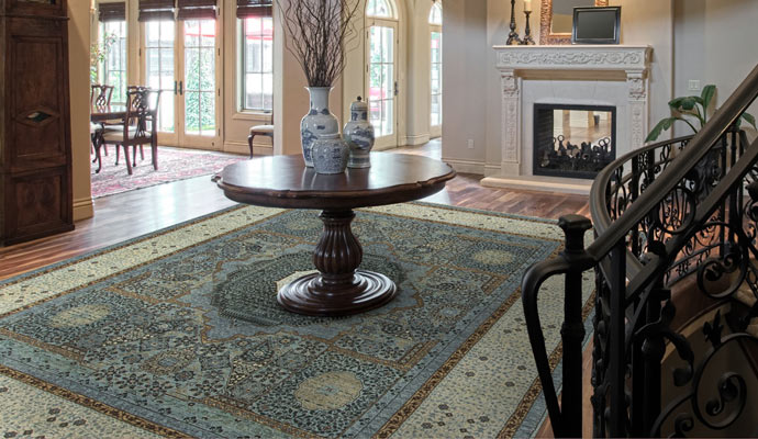 Oriental rug in the room, beautifully ornamented
