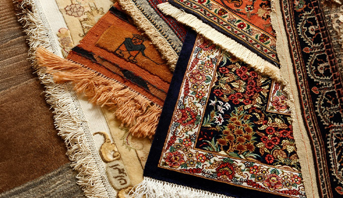 Pile of oriental rugs