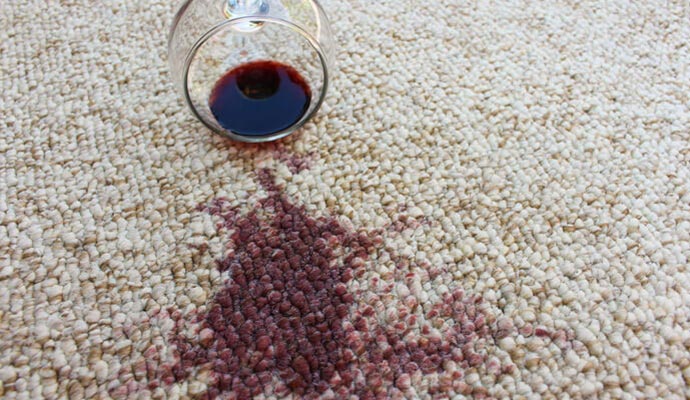 Red wine stain on rug