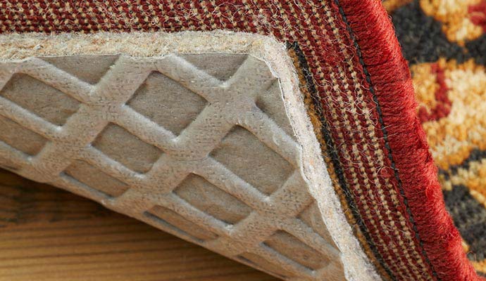 Non-slip rug pad used underneath rugs for cushioning and floor protection