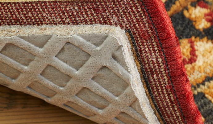 Rug pad on the wood floor