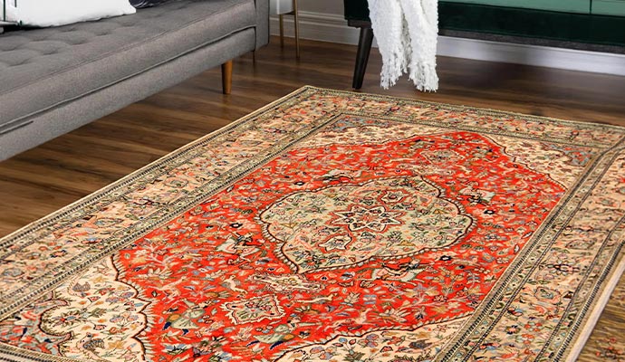 Traditional oriental area rug in a living room