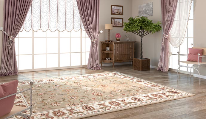 UV protected rug placed in a living room